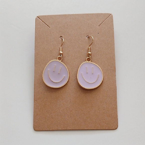 Fashion Jewelry Jewelry - Fashion Jewelry Gold and Lavender Smiley Earrings